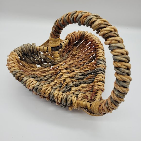 Hand Crafted Other - Wicker Heart Woven Love Basket Wedding Holiday Birthday Boho Farmhouse Western